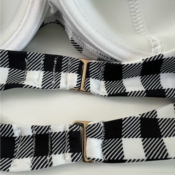 NWT Adore Me Vivien Contour black white gingham bikini 38D top & large bottom - Picture 8 of 16